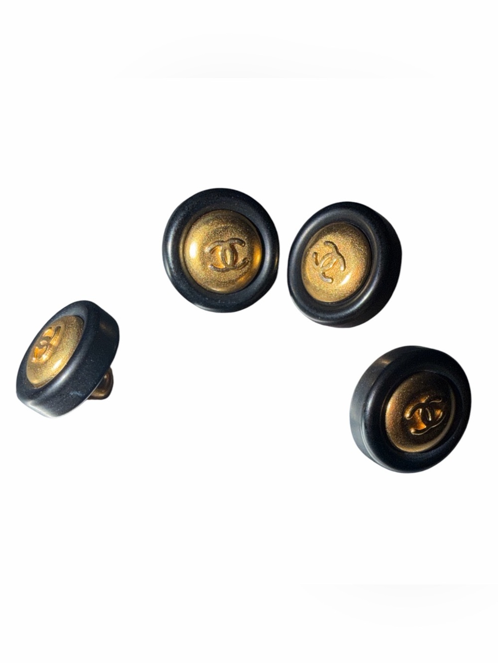 CHANEL Black and Gold Round CC Buttons (set of 4)